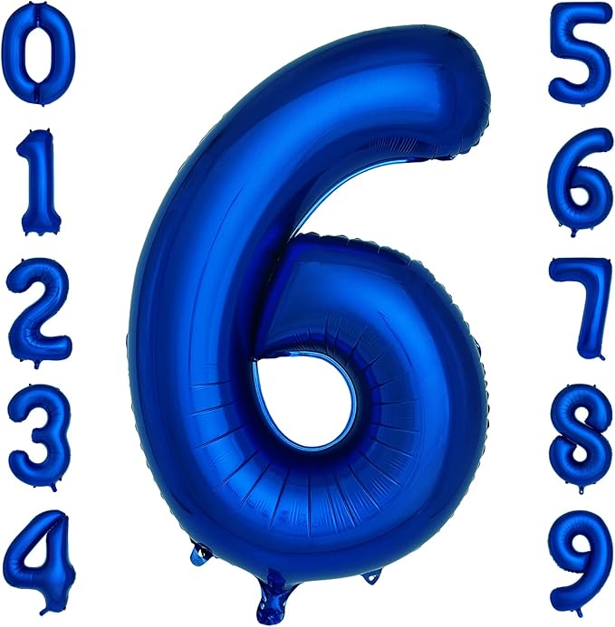 Navy Blue Number 6 Balloons 40 Inch Large Dark Blue Helium Foil Balloons for Birthday Party 2024 Graduation Decorations Anniversary Celebrations (Number 6)