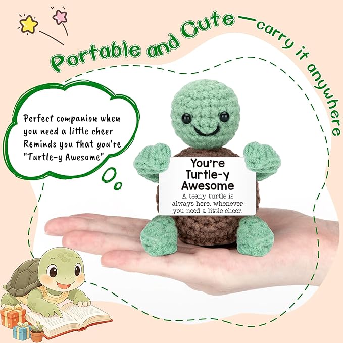 Mini Funny Turtle Easter Basket Essentials Stuffers for Teens Easter Gifts for Kids Teen Girls Boys, Birthday Gifts for Women Men Mothers Day Graduation Teacher Appreciation, Positive Emotional Turtle