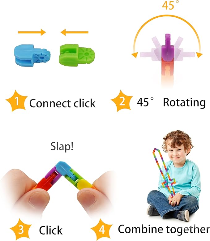 Wacky Track Fidget Toys Bulk – 30 Pack Rainbow Snap and Click Twisty Toys for Kids, Party Favors, Classroom Rewards, Treasure Box Prizes