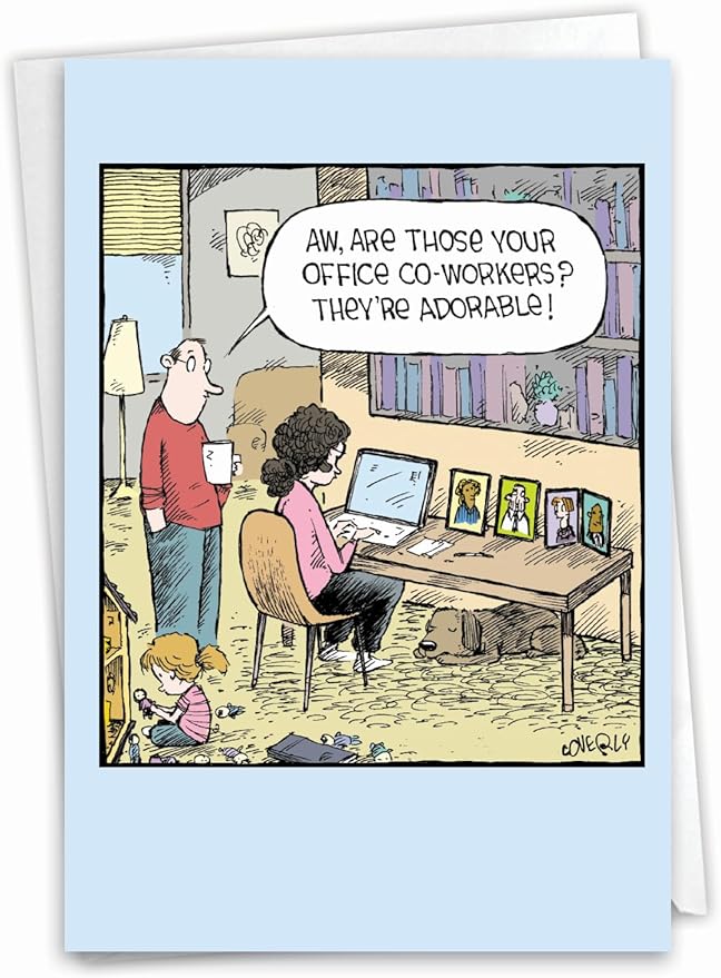 NobleWorks - 1 Humor Birthday Card with Envelope - Funny Cartoons for Birthday Greetings, Celebration Notecard - Adorable Co-Workers C9594BDG