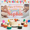 Custom Happy Birthday Banner Personalized Banners and Signs with Photo Name for Women Men Kids Party Decorations Supplies Indoor Outdoor Birthday Gifts Style 24