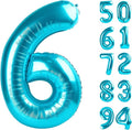 6 Balloon, Blue Number Balloons 40 Inch, 6th Balloons for Birthday Decorations, Blue Party Supplies 6 Birthday Balloon, Number 6 Balloon