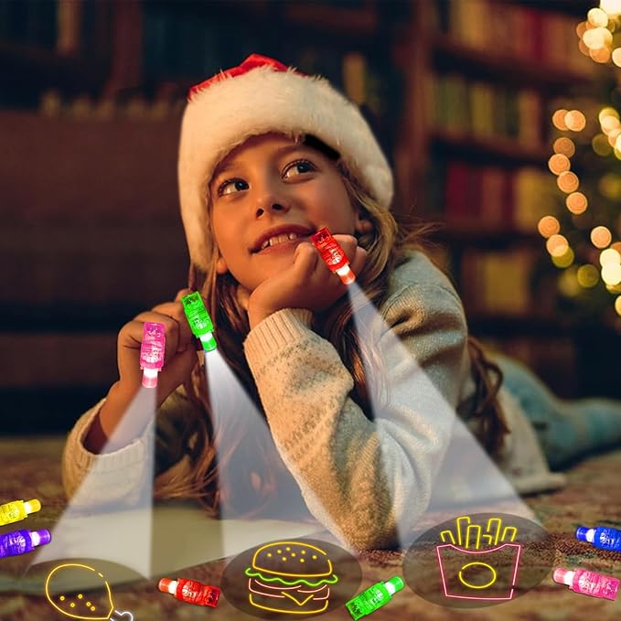 24PCS Party Favors LED Finger Lights, Glow in the Dark Light Up Toys Gifts Bulk for Kids Boy Girl Birthday Goodie Bags Stuffers Party Decorations Back to School Party Classroom Prizes (food)