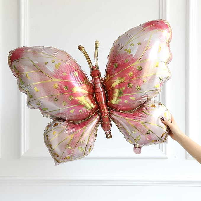 Spring Butterfly Balloon Arch Kit,137Pcs Pastel Pink Green Gold Balloon Garland with 3D Stickers,Big Butterfly Foil Balloon for Girls Fairy Birthday Bridal Baby Shower Tea Party Decoration