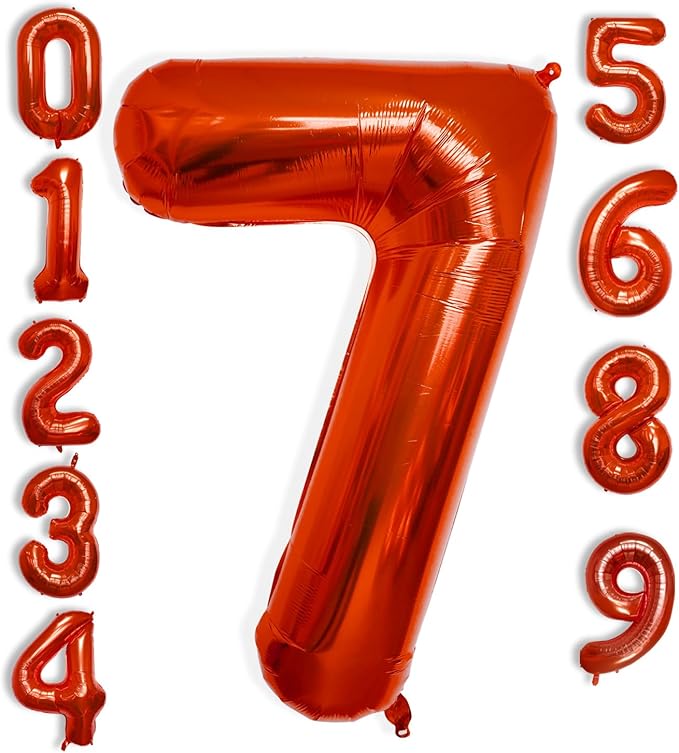 40 Inch Large Red Number Celebration and Decoration Balloon for Birthday Parties, Graduations, Anniversaries, Weddings, Photo Shoots, Special Events - Helium Foil Mylar (Red Number 7)
