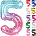 Starry Sky Number 5 Balloon 40 Inch, 5 Balloon Number, 5th Birthday Decorations, Starry Sky Party Supplies for Boys Girls