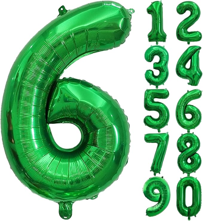 Number Balloons Green Party Balloon - Giant Number 6 Balloon, 40 Inch Large Balloon for St. Patrick's Day Games Theme Birthday Decoration, Girls Boys Party Supplies