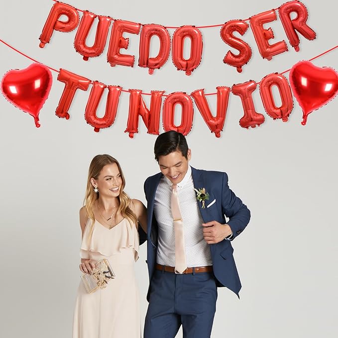 2 Set 30Pcs Red PUEDO SER TU NOVIO Letter Balloons 16in Balloon Foil Letter Decorations Party Decor Red Letter Balloons PUEDO SER TU NOVIO Party Supplies
