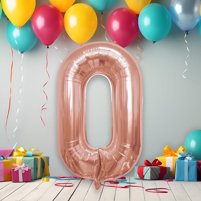 40 Inch Large Rose Gold Number Celebration and Decoration Balloon for Birthday Parties, Graduations, Anniversaries, Weddings, Photo Shoots, Special Events (Rose Gold Number 0)