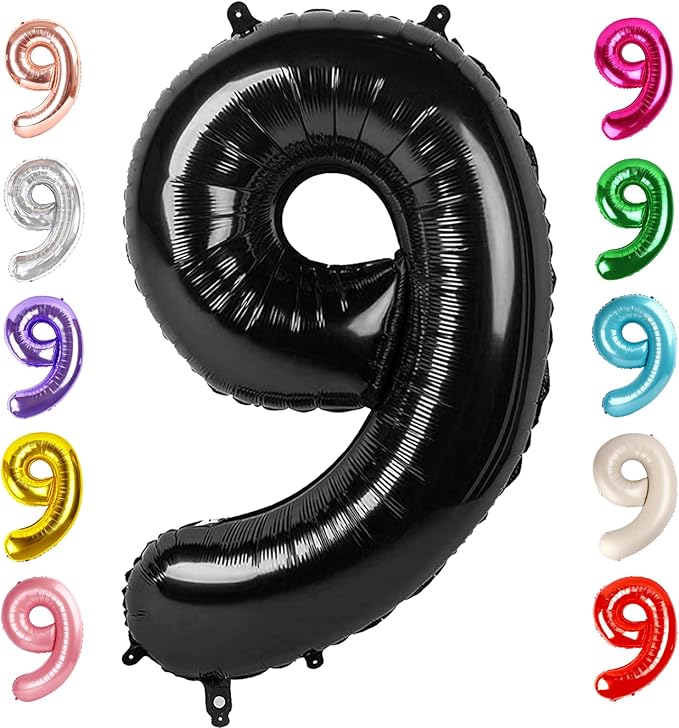 40 Inch Black Numbers 9 Balloon, Balloons Decorations for 9 19 90 Birthday Party, Engagement, Wedding, Graduations, Photo Shoot Supplies