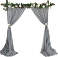 EHLDekol Sheer Chiffon Backdrop Curtains 10ft x 10ft(5ft x 2Panels)， Chiffon Fabric Drapes for Wedding, Long Sheer Curtain for Living Room, Arch Party Stage Decoration (Grey, 120 x 120 Inch)