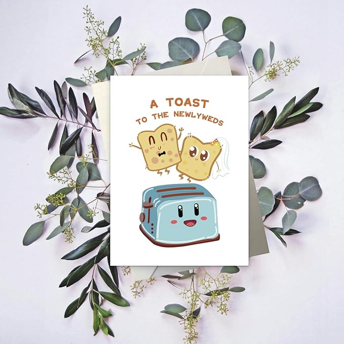 Wedding Card - Engagement Congratulation Cards - Bridal Shower Card - Funny Wedding Cards for Couple ‘A Toast to the Newly Weds’