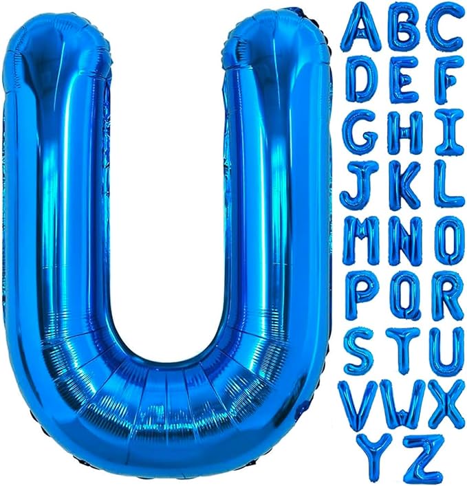 40 Inch Blue Letter U Balloons Alphabet U Letter Balloons Foil Mylar Big Letter Balloons for Birthday Party Anniversary New Year Graduation Wedding Decorations