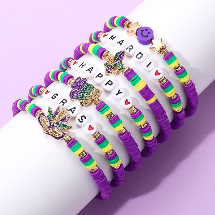 Surfer Heishi Bracelets for Women Stackable Rainbow Vinyl Disc Clay Beaded Stretch Bracelets Elastic Layering Friendship Bracelets Boho Summer Beach Jewelry