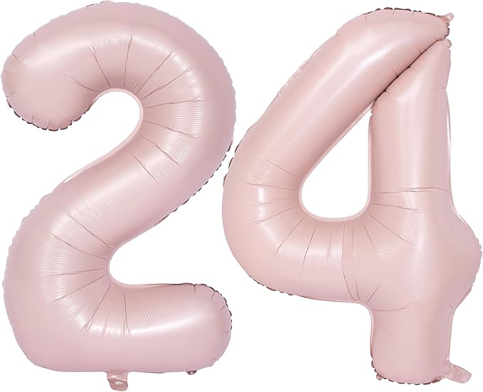 40 In Matte Pink Number Balloons Helium Foil Mylar Balloon Birthday Party banquet Decoration Digital 24
