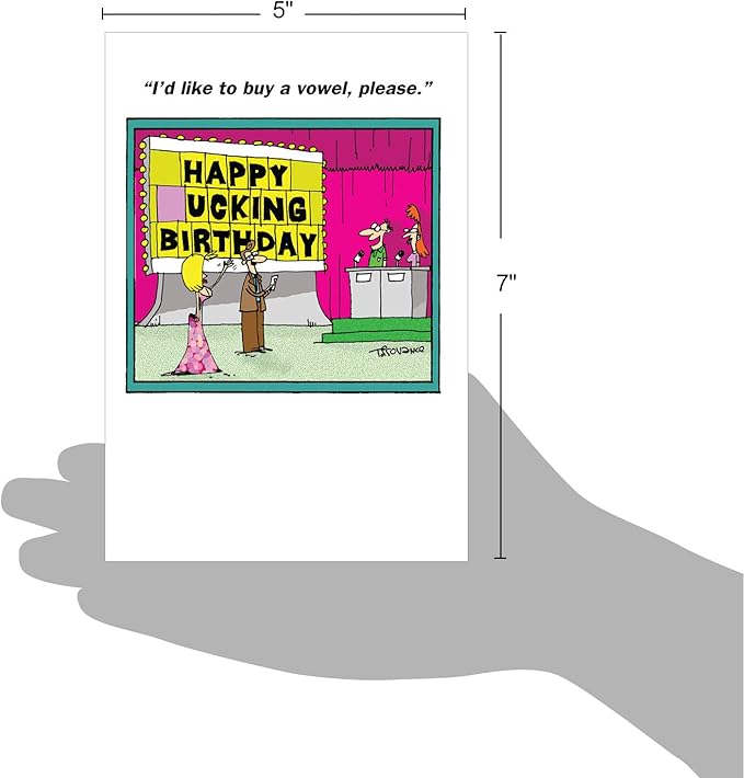 NobleWorks - 1 Happy Birthday Card Funny - Cartoon Humor for Birthdays, Stationery Joke (Buyer Discretion Advised) - Spell It Out 4366
