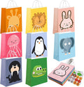 24 Pack Animal Party Favor Bags,Kids Goodie Bags for Birthday Party,Animal Goodie Treat Bags,Colorful Paper Gift Bags with Handles,Candy Bags for Kids Jungle Animals Theme Party Supplies 8 Designs