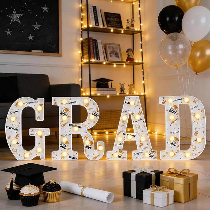 3 Pcs LED Marquee Light Up Letters Black Boo Sign Halloween Decorations Indoor Boo Halloween Lights for Home Kitchen Tabletop Fireplace Party Decoration (Grad)