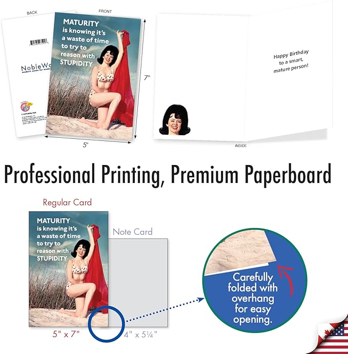 NobleWorks Hilarious Birthday Greeting Card with 5 x 7 Inch Envelope (1 Card) BdayMature Knowledge C10293BDG