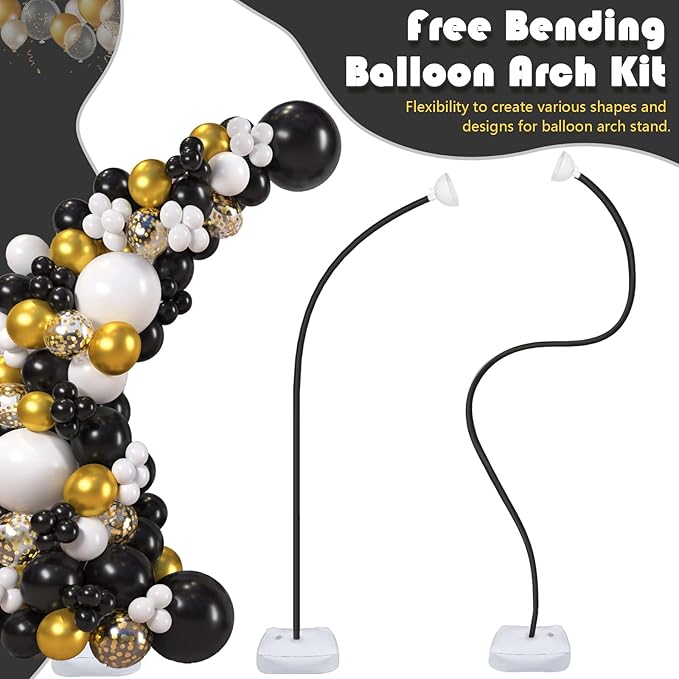 AerWo Balloon Arch Kit 9.35FT & 6FT, Free Bending Half Balloon Arch Stand with Base, Floor Balloon Arch Frame Backdrop for Wedding Birthday Party Baby Shower Yard Lawn Home Christmas Decorations