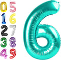 6 Balloon Numbers, 40 Inch Foil Big Balloon for Men And Women, Blue-Green Balloons for 6, 16, 26, 60, 2026 Graduation, Birthday, Wedding Anniversary, Xmas, Party Supplies