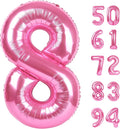 Pink 8 Balloon, Number Balloons 40 Inch, 8th Birthday Decorations for Girls, Birthday Balloons, Pink Party Supplies, Number 8 Balloon
