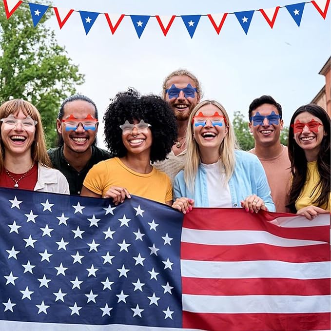 12 Pairs Star Sunglasses Bulk 4th of July Star Glasses Rimless Patriotic Fourth of July Star Shaped Party Sunglasses