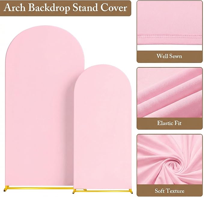 Metal Arch Backdrop Stand and Cover Set, 8FT, 6.6FT Party Backdrop, Easy to Assemble, Backdrop Stand for Parties, Birthday, Baby Shower