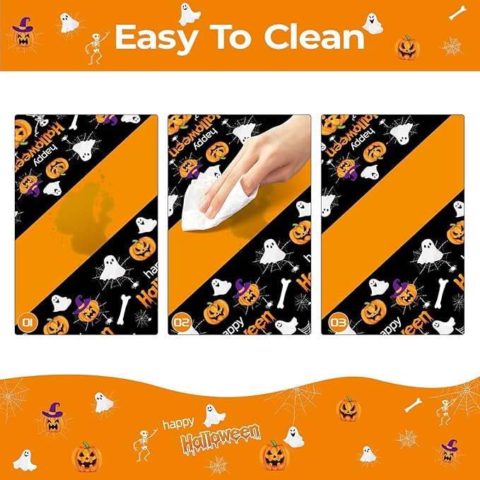 Childom 2 Pack Halloween Tablecloth,Halloween Decorations 54x108 Inch Disposable Plastic Table Cover for Rectangle,Pumpkin Spider Web Ghost Table Cloth for Home Indoor Outdoor Birthday Party Supplies