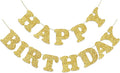 Glitter Gold Happy Birthday Banner Birthday Party Decorations Sign Garland Bunting Banner for Wall Decor Party Background for Kids Boys Girls Adults
