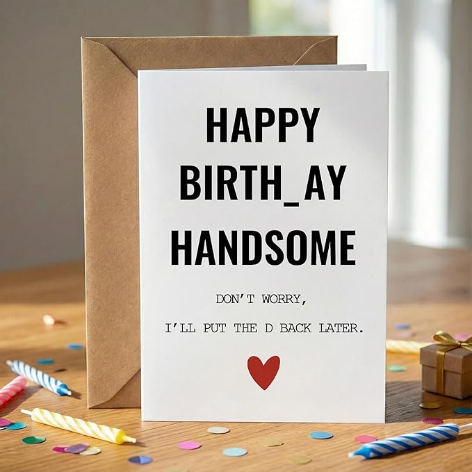 KINGNAME Funny Birthday Card for Him Husband Boyfriend, Mature Dirty Joke Humorous Pun Greeting Card, Naughty Gift for Men Handsome
