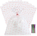 SOMIOCO Clear 100 PCS 8X12 In Cello Cellophane Treat Bags Party Favor Bags Pink Candy Cookie Bags Clear Plastic Gift Goodie Bags with Twist Tie for Birthday,Baby shower,Wedding(Bow pattern)