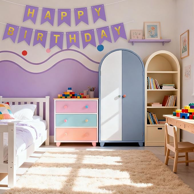 ZHENGYE Happy Birthday Banner Purple Birthday Decoration Sign Birthday Party Decorations Supplies