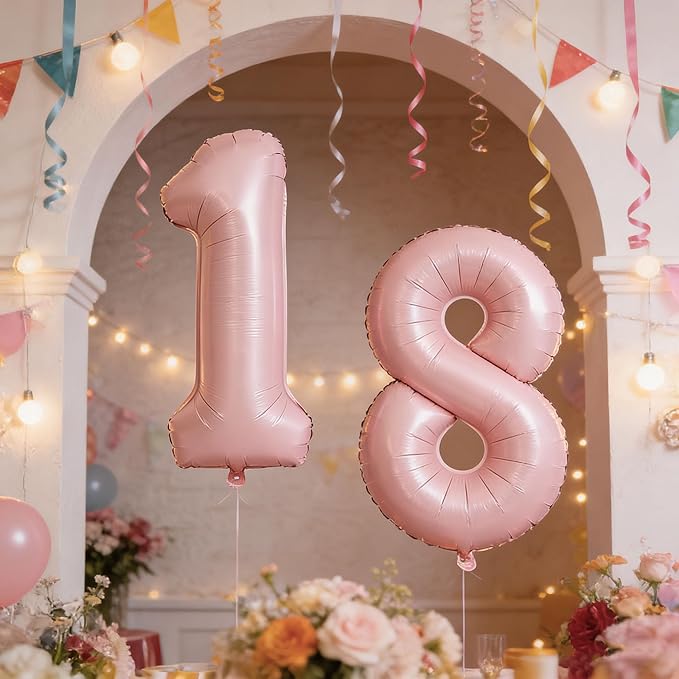 40 In Matte Pink Number Balloons Helium Foil Mylar Balloon Birthday Party banquet Decoration Digital 1
