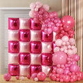 75Pcs Hot Magenta Pink Square Foil Balloons Wall Tunnel Backdrop Double Sided with Pink Balloons Arch Garland Kit for Anniversary Bachelorette Birthday Valentines Day Party Decoration