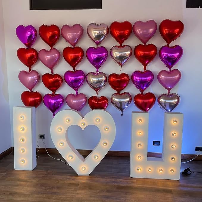 Red Heart Shaped balloons Pack of 12,18 Inch Hot Pink Love Valentine Balloons Pink Heart Romantic Balloons For Valentines Day Propose Marriage Wedding Bridal Shower Engagement Party Decorations