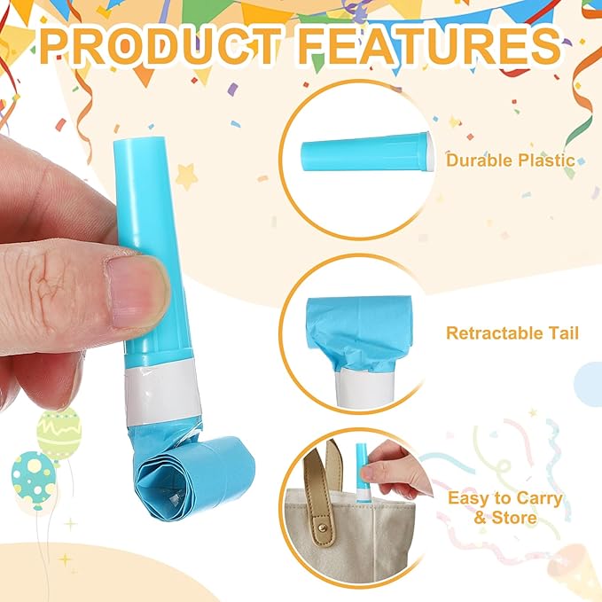 uxcell 20 Pcs Colorful Noise Makers Plastic Party Blowers Party Favors for Birthday Parties Holiday Christmas New Years Gift Favors, Blue