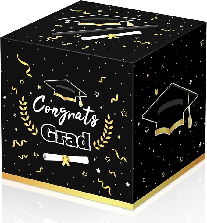 Graduation Decorations 2026 Black Graduation Card Box Graduation Party Decorations,Graduation Box,Congrats Grad Gifts for 2026 Graduation Party Supplies Favors