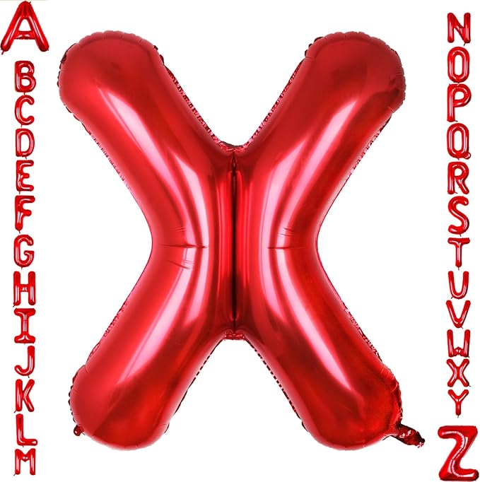 AULE red Letter Balloons X 40Inch Large Giant big Foil Mylar red X Balloon for Birthday Aniversary Party Decorations