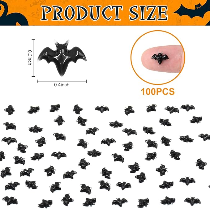 100PCS Halloween Miniature Bats Dollhouse Mini Bats for Crafts Cute Halloween Decor Tiny Bat Decor for Fairy Garden Dollhouse Micro Landscaping Decoration