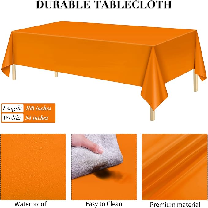 ADXCO 169-Piece Orange Party Pack: Plates, Cups, Napkins, Utensils, Tablecloth for 24 Guests - Orange Wedding or Birthday Party Decorations