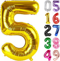 Gold Number 5 Balloon 40 Inch, 5th Birthday Party Decorations for Children, Giant 5 Foil Balloon for Party Supplies