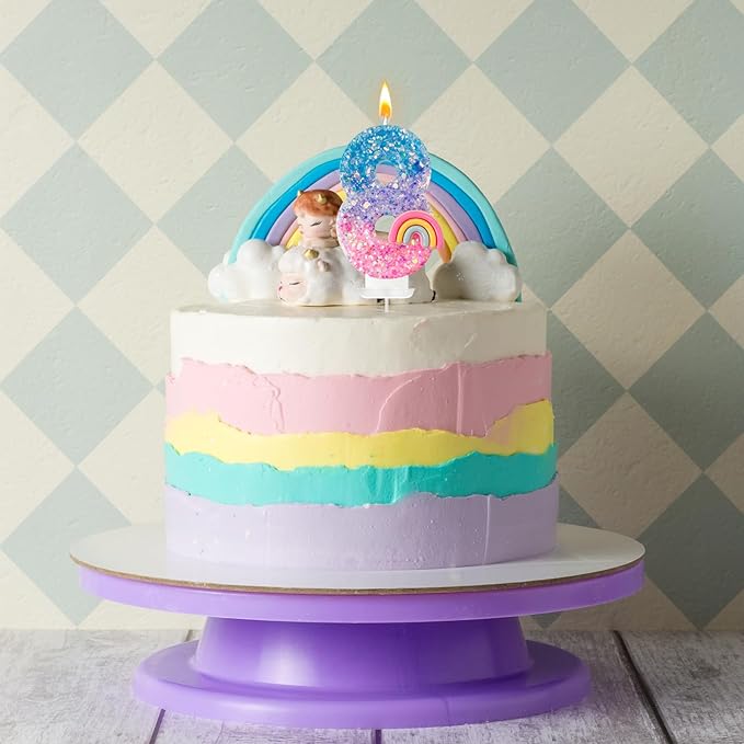 Rainbow Birthday Number Candles, Number 8 Candles, Cupcake Decorations, Macaron Birthday Cake Decorations, Cartoon Theme Party Supplies (Number 8)