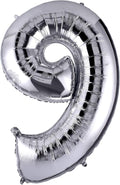 40 Inch Large Foil Helium Number Balloon Birthday Wedding Party 0-9 (Silver, 9)