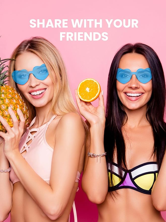 Weewooday 40 Pairs Heart valentines Glasses Rimless Heart Shaped Frameless Sunglasses Transparent Sunglasses Tinted Eyewear