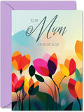 Mum Birthday Card - Vibrant Summer Flowers - Vivid Happy Birthday Card for Mum from Daughter Son, 5x7 Inch Female Floral Bday Golden Greeting Cards