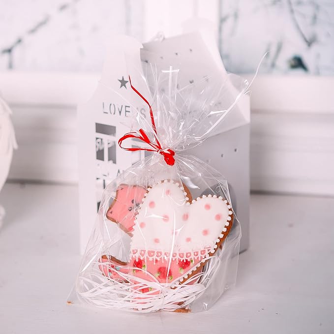 Yotelab Cellophane Treat Bags, 6x9 Inches Clear Cellophane Bags With Twist Ties