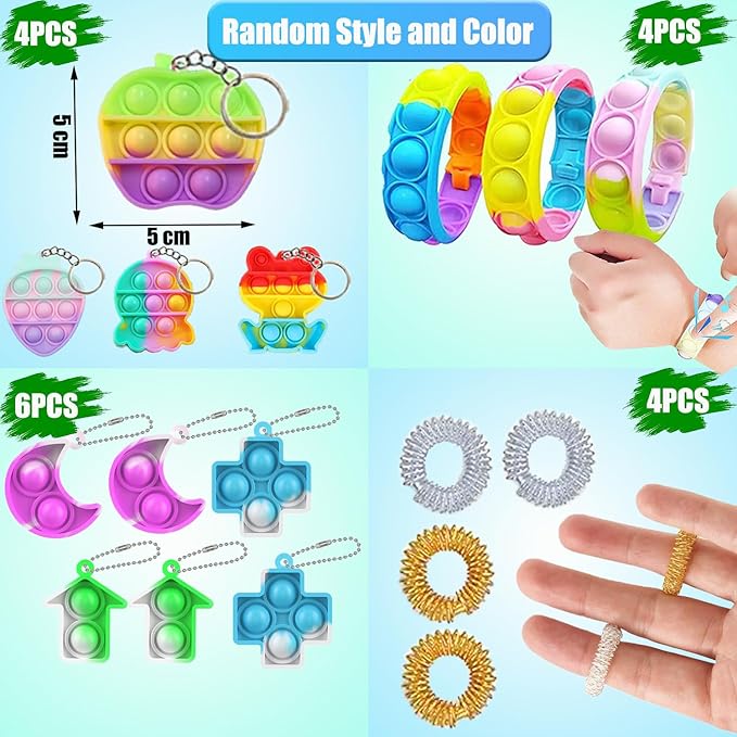 118 Pcs Fidget Toys for Kids, Stress Sensory Toys Pack Party Favors Kids Anxiety Autism ADHD, Treasure Box Classroom Prizes, Pinata Fillers Goodie Bags Stuffers Gift Bag