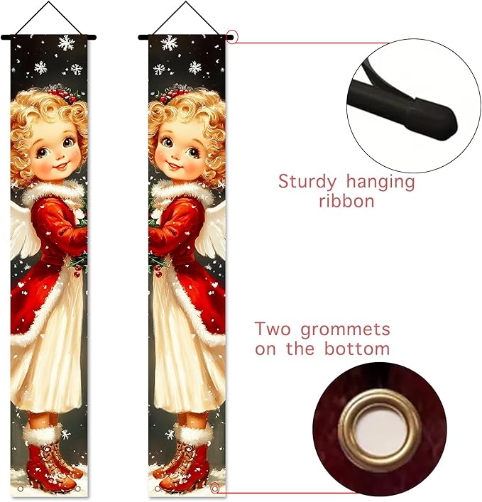 Nuxovilar Christmas Decorations Outdoor Yard Front Porch Sign Set, Snowman with Gold Red Ornaments Door Banners for Front Door, Hanging Xmas Decor for Home Indoor Outdoor Wall Yard