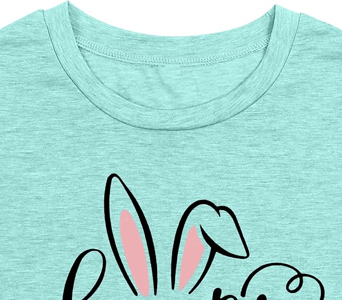 LAZYCHILD Women Easter Teacher Shirts: Funny Treat All with Kindness T-Shirt Bunny Rabbit Tee Tops